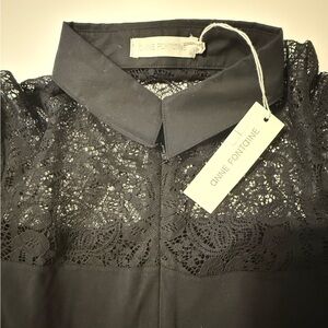 New-Anne Fontaine Black Lace Top